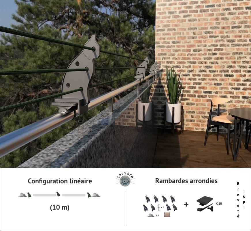 Protection pour balcons et terrasses linéaires - Rambardes arrondies