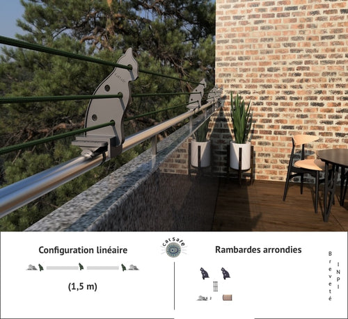 Protection for linear balconies and terraces - Rounded railings