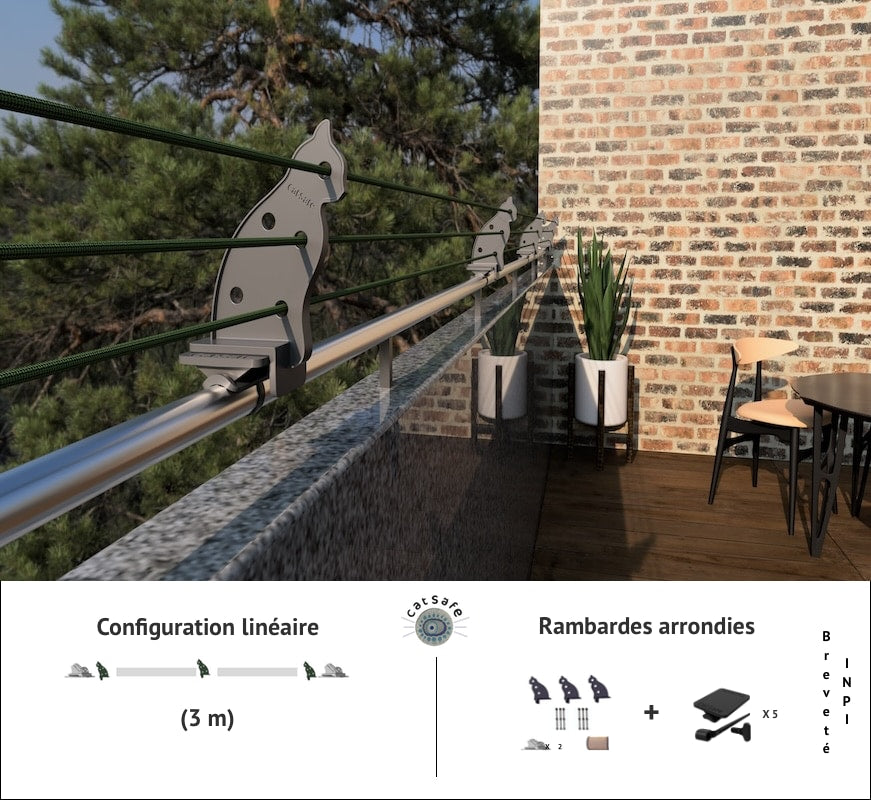 Protection pour balcons et terrasses linéaires - Rambardes arrondies