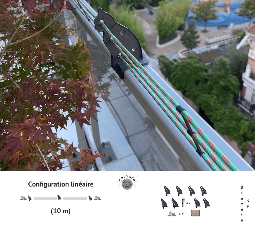 Protection pour balcons et terrasses linéaires de 10m - Catsafe